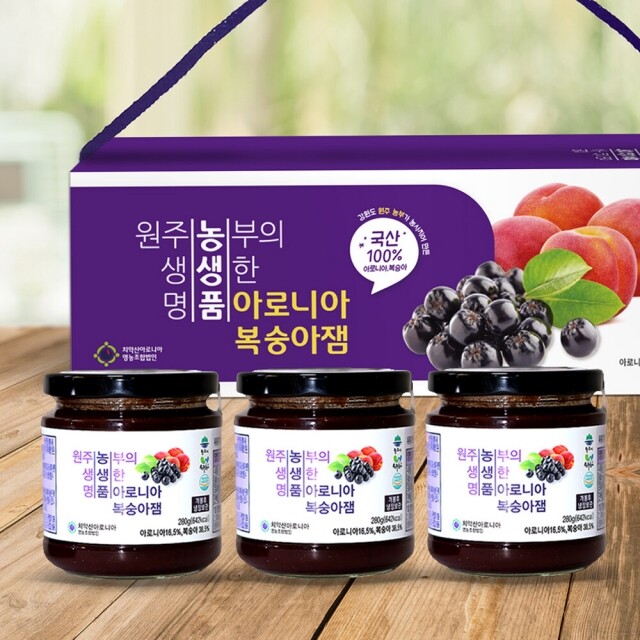 강원더몰,치악산 아로니아 복숭아잼 280g x 3